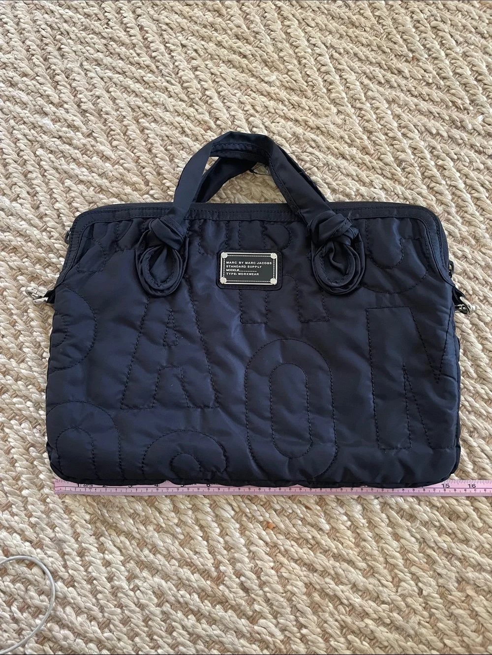 Marc by Marc Jacobs Black Quilted Laptop Tote with Detachable Strap